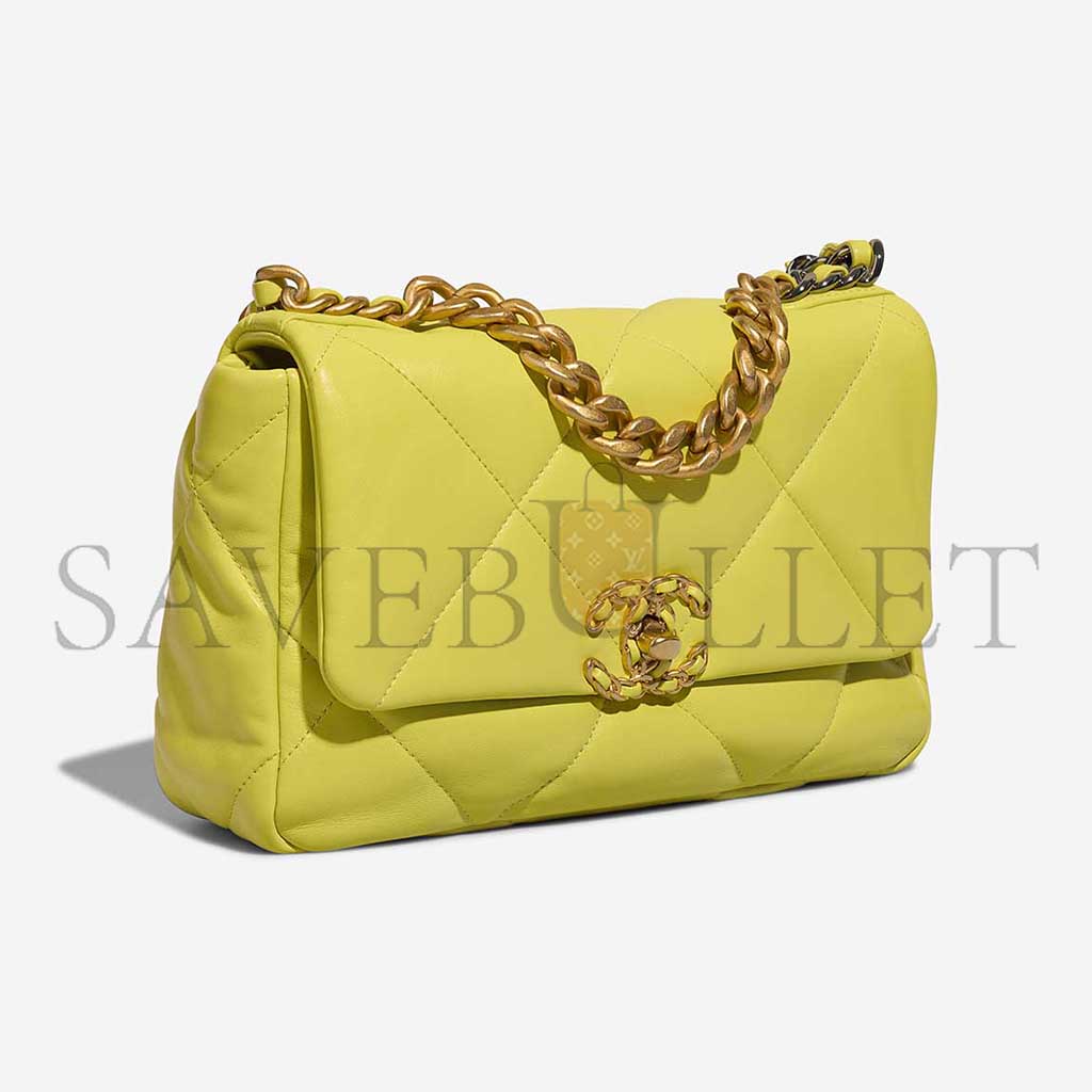 Ch*el 19 flap bag lamb lime yellow as1160 (26*16*9cm)